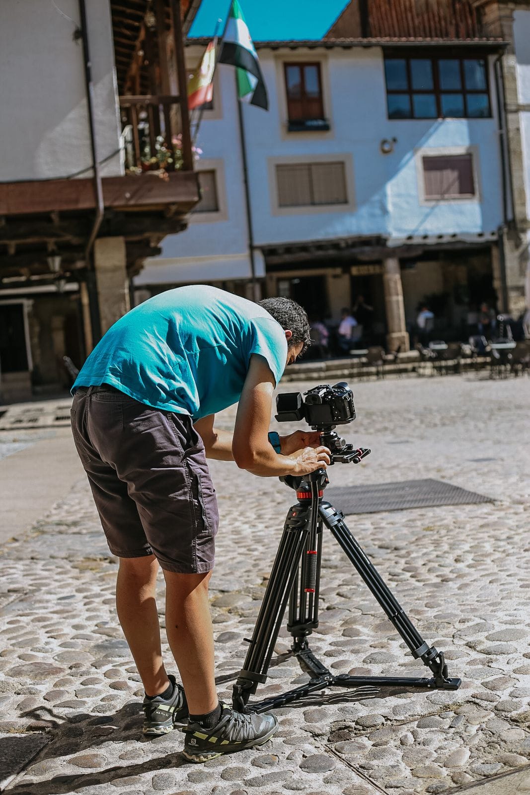 Equipo de rodaje de una productora audiovisual en Cáceres
